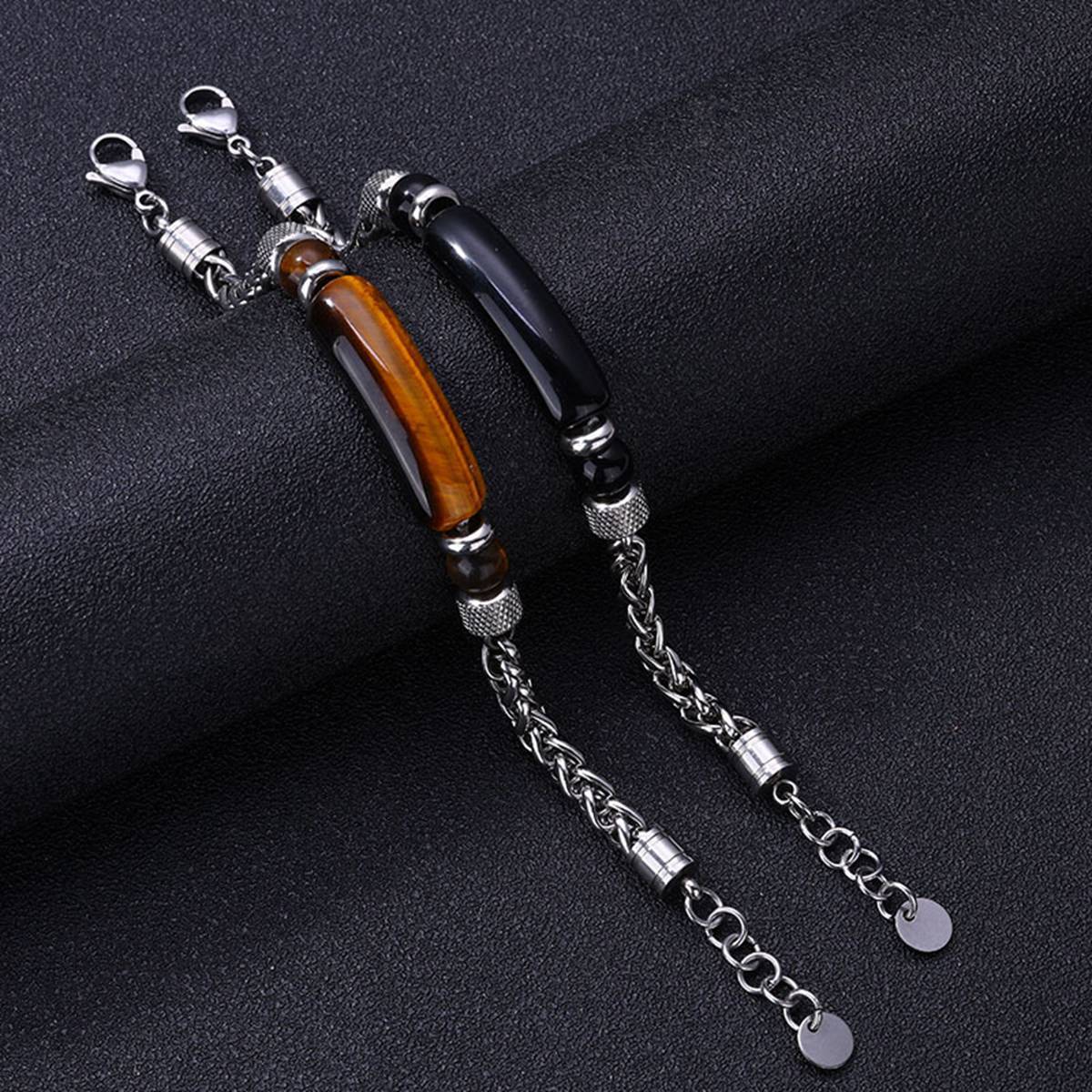 Stainless Steel Charms 8MM Beads and Arc Gemstone Bracelet SB2146