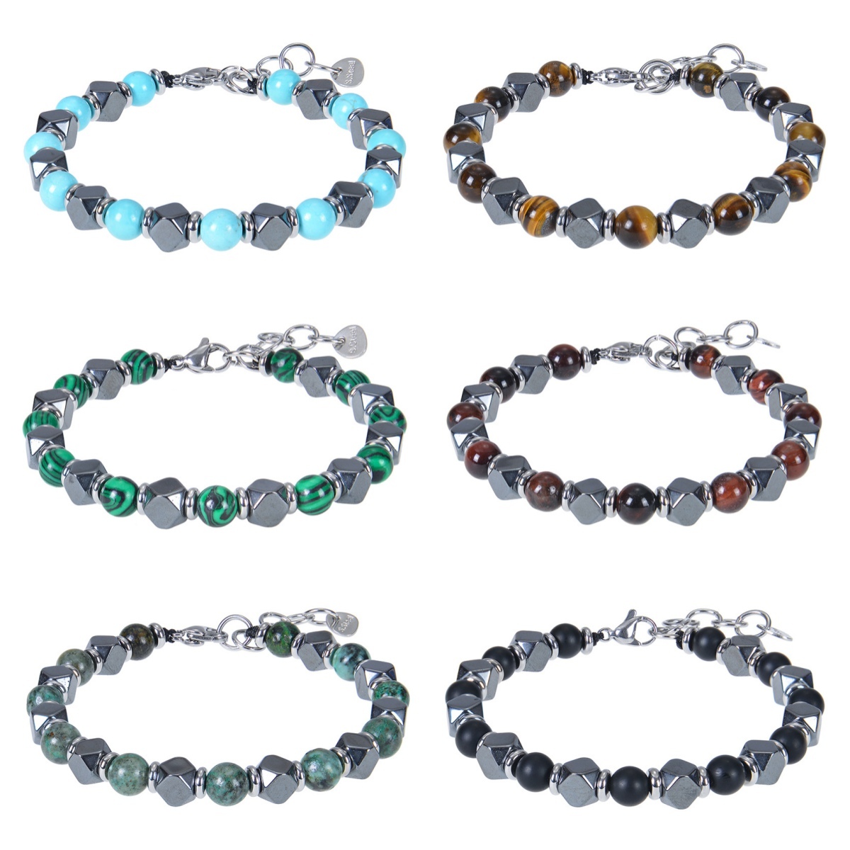 Cube Hematite 6MM Gemstone Beads Bracelet SB2148