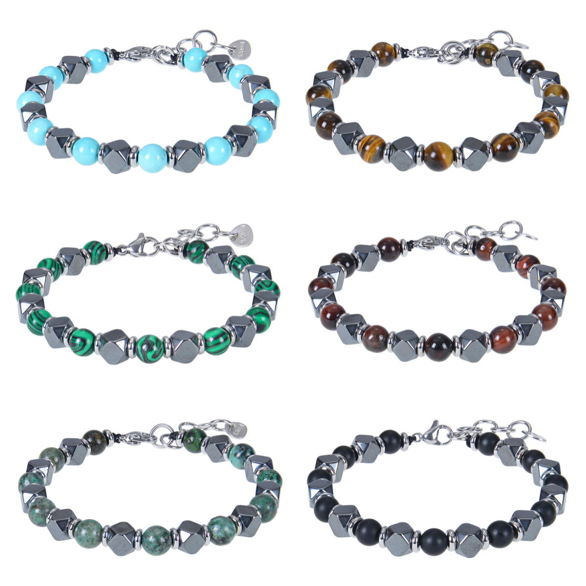 Cube Hematite 6MM Gemstone Beads Bracelet SB2148