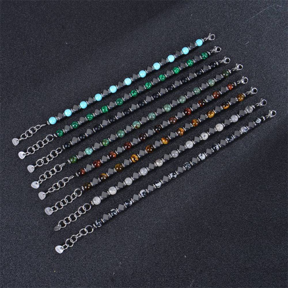 Cube Hematite 6MM Gemstone Beads Bracelet SB2148