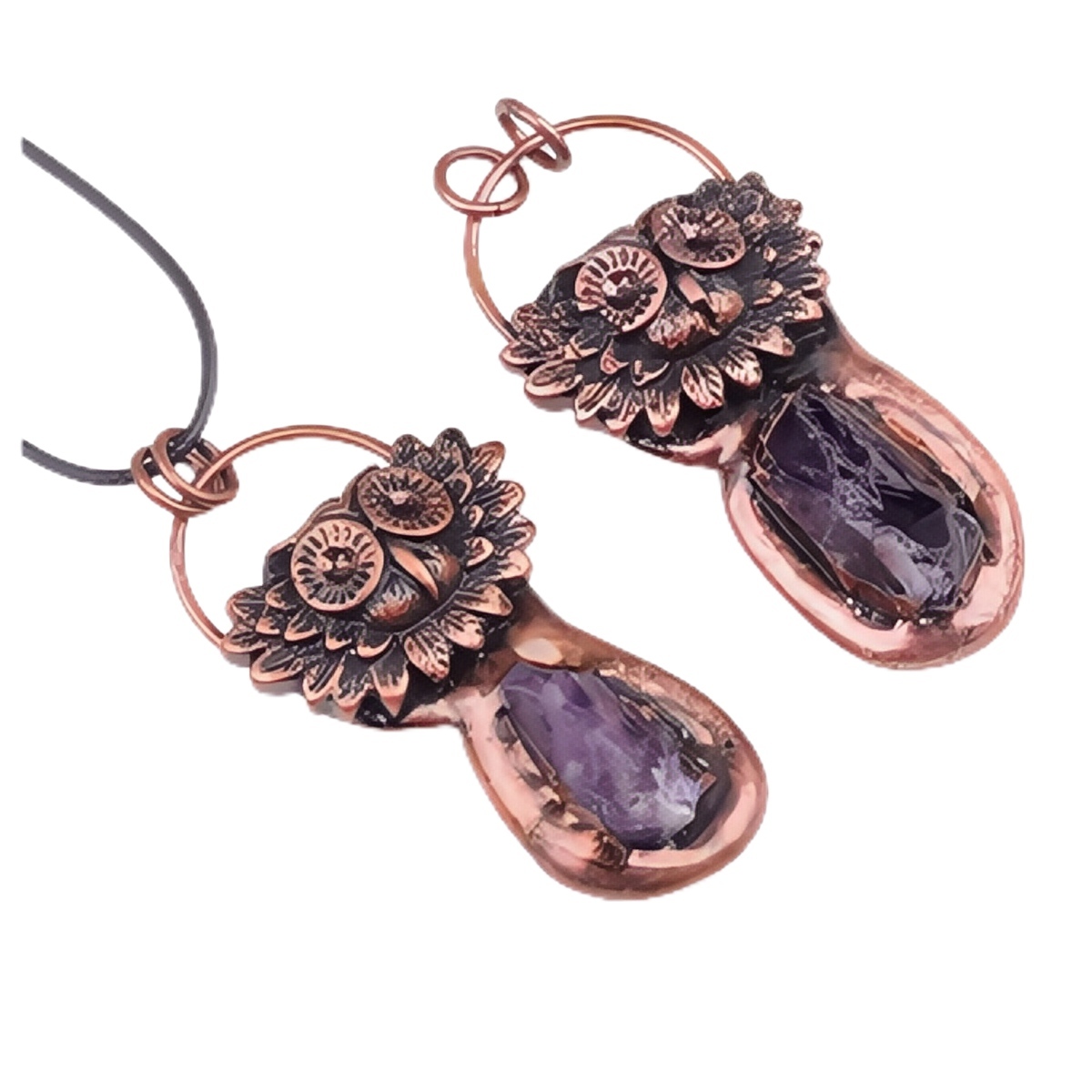 Natural Raw Gemstone Nugget Handcrafted Retro Red Copper OwlPendant for Making Jewelry SP1915C