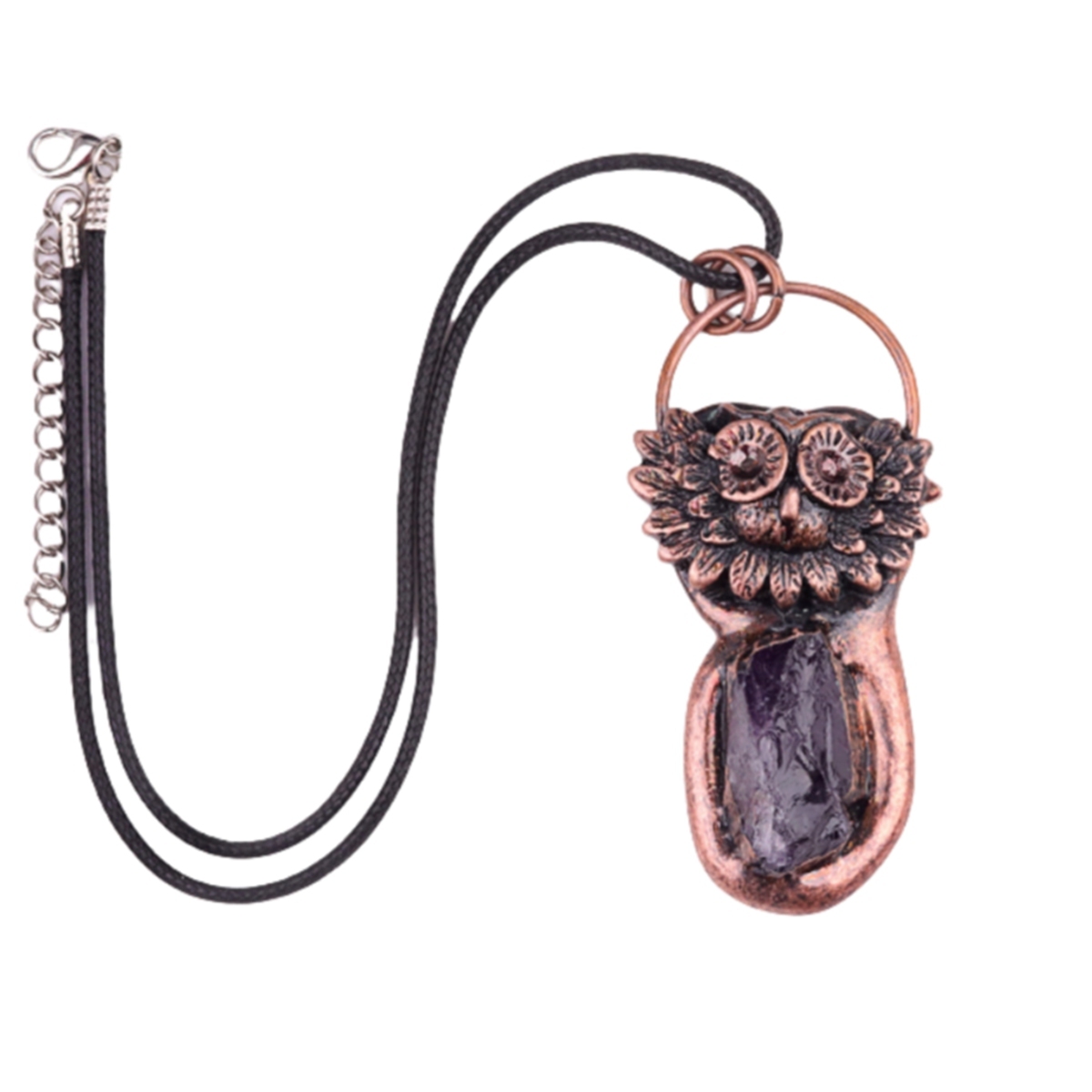 Natural Raw Gemstone Nugget Handcrafted Retro Red Copper OwlPendant for Making Jewelry SP1915C