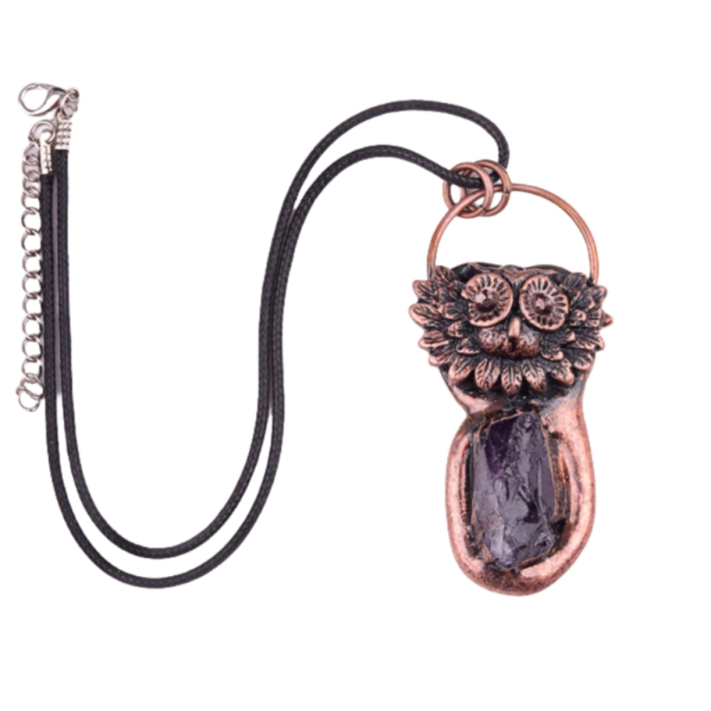 Natural Raw Gemstone Nugget Handcrafted Retro Red Copper OwlPendant for Making Jewelry SP1915C