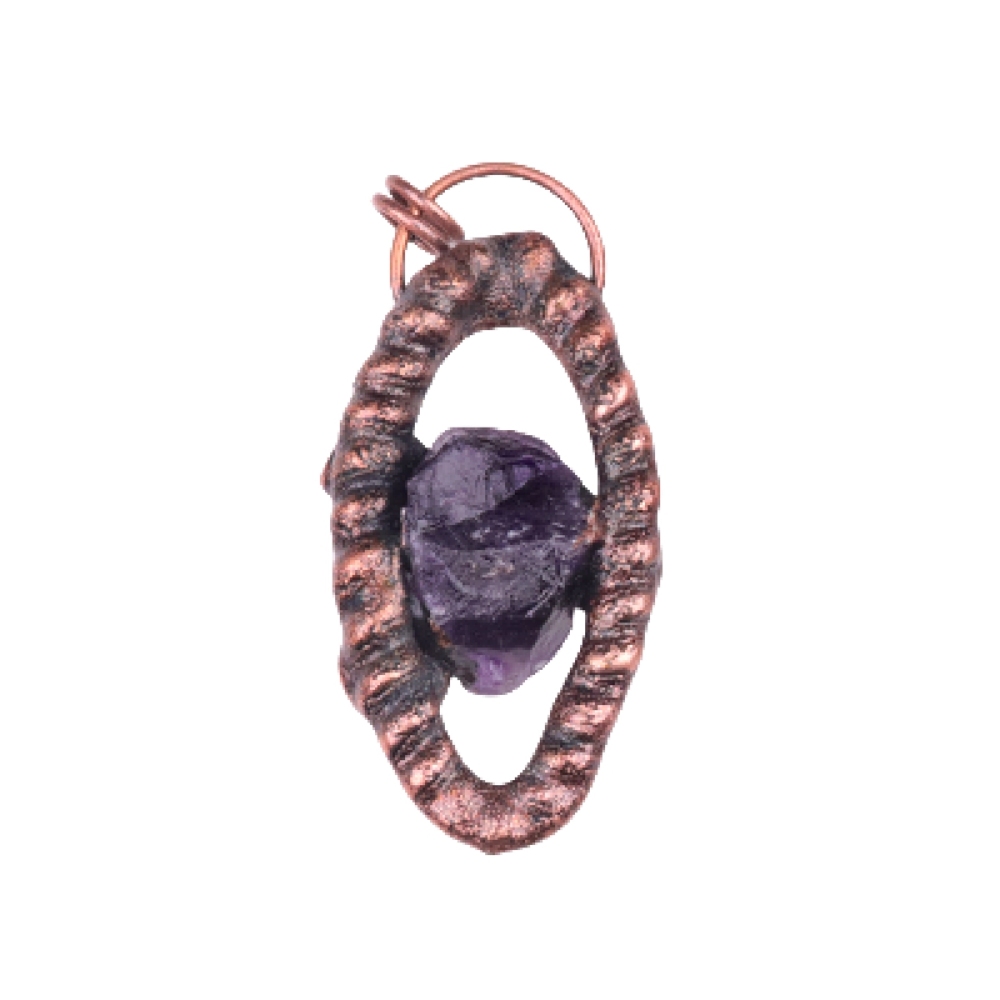 Natural Raw Gemstone Nugget Handcrafted Retro Red Copper Eye Pendant for Making Jewelry SP1912C