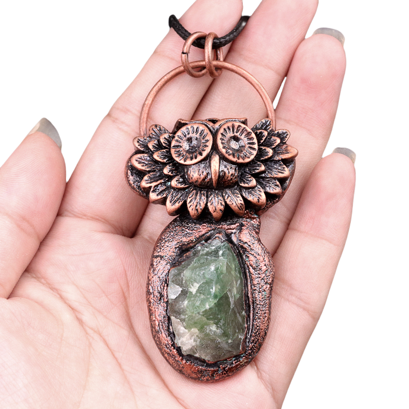 Natural Raw Gemstone Nugget Handcrafted Retro Red Copper OwlPendant for Making Jewelry SP1915C
