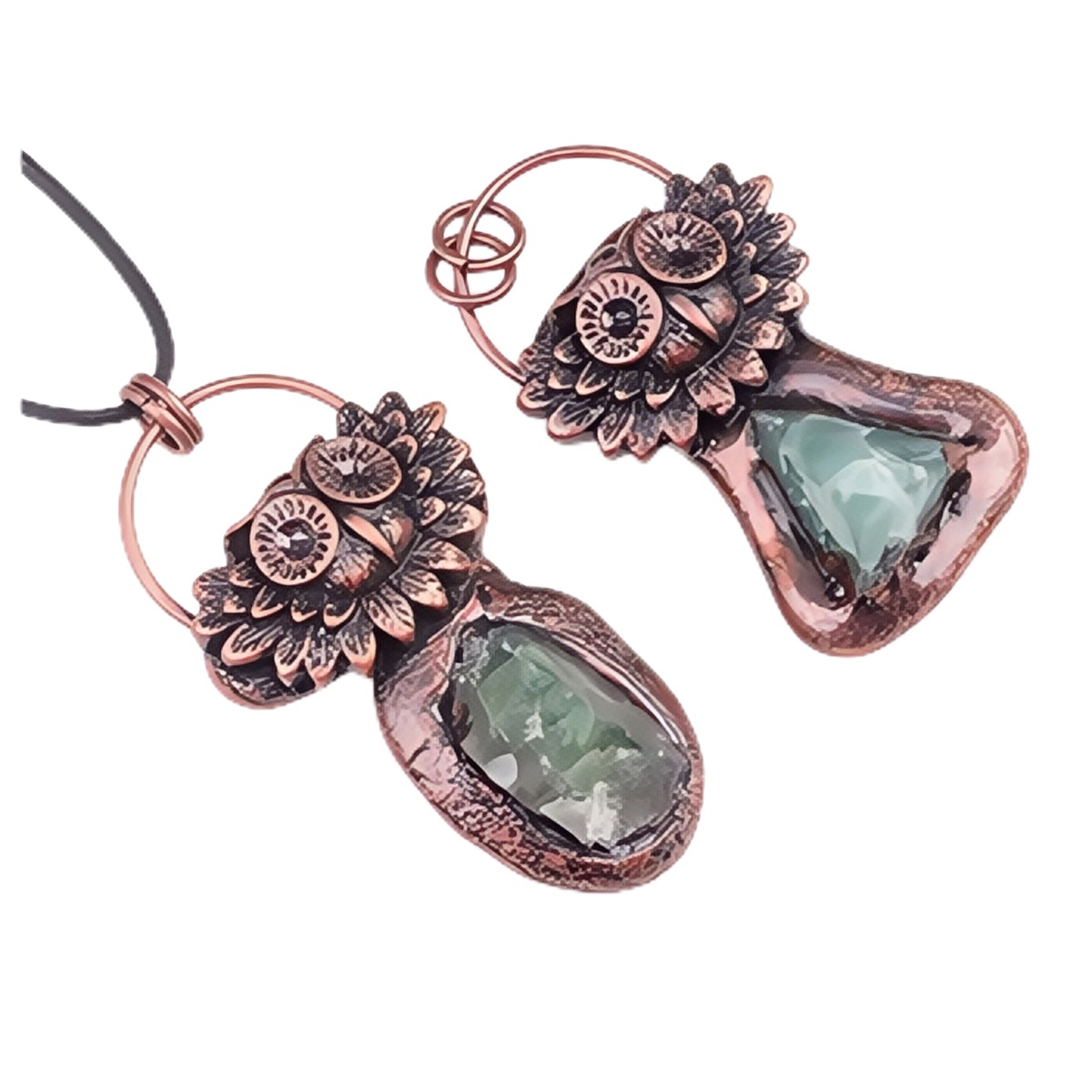 Natural Raw Gemstone Nugget Handcrafted Retro Red Copper OwlPendant for Making Jewelry SP1915C