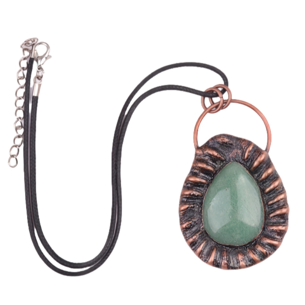 Handcrafted Retro Red Copper Pendant with Teardrop Crystal for Making Jewelry SP1913C