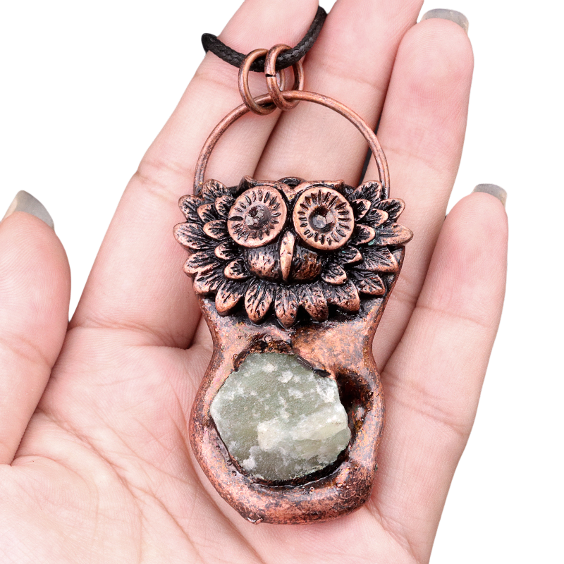 Natural Raw Gemstone Nugget Handcrafted Retro Red Copper OwlPendant for Making Jewelry SP1915C