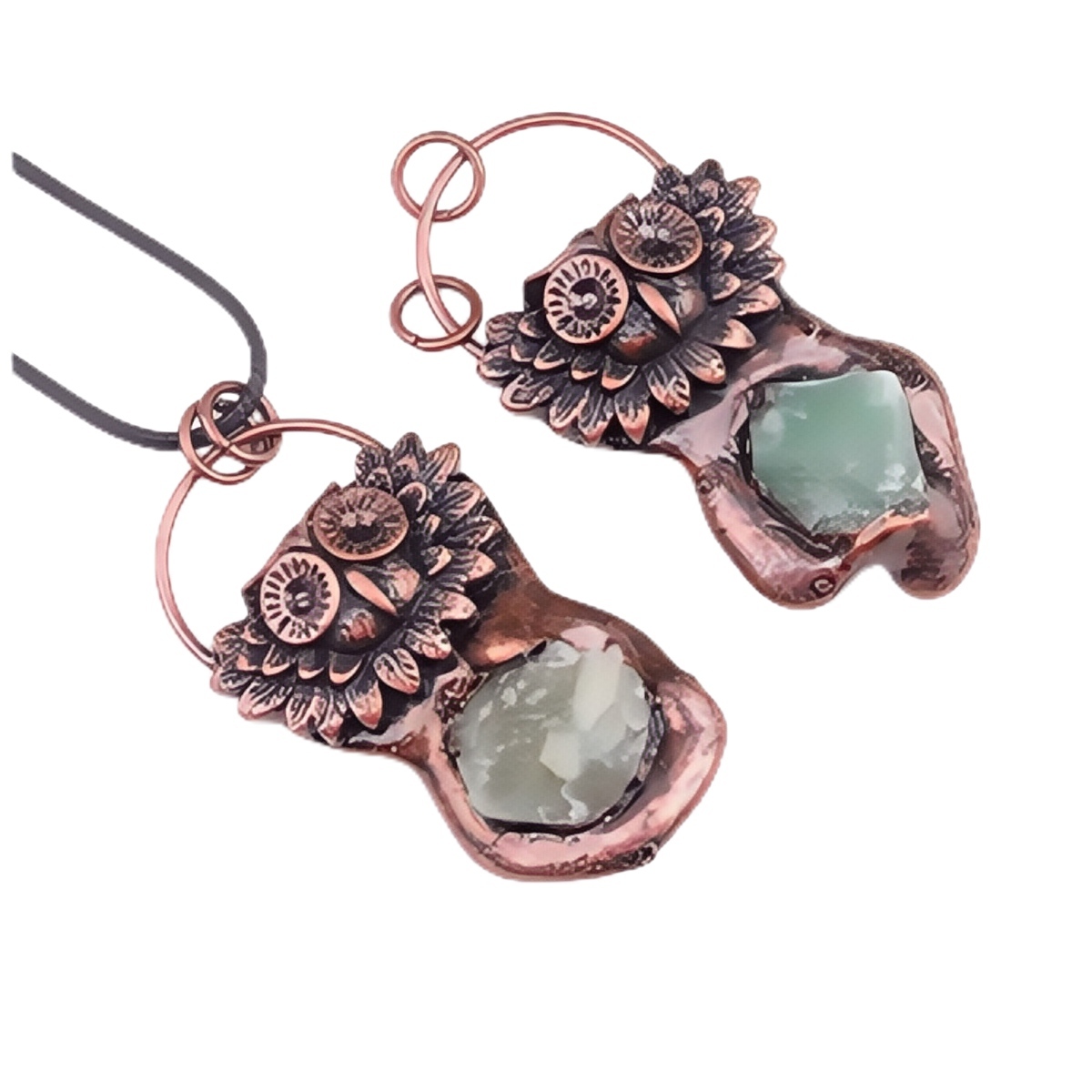 Natural Raw Gemstone Nugget Handcrafted Retro Red Copper OwlPendant for Making Jewelry SP1915C