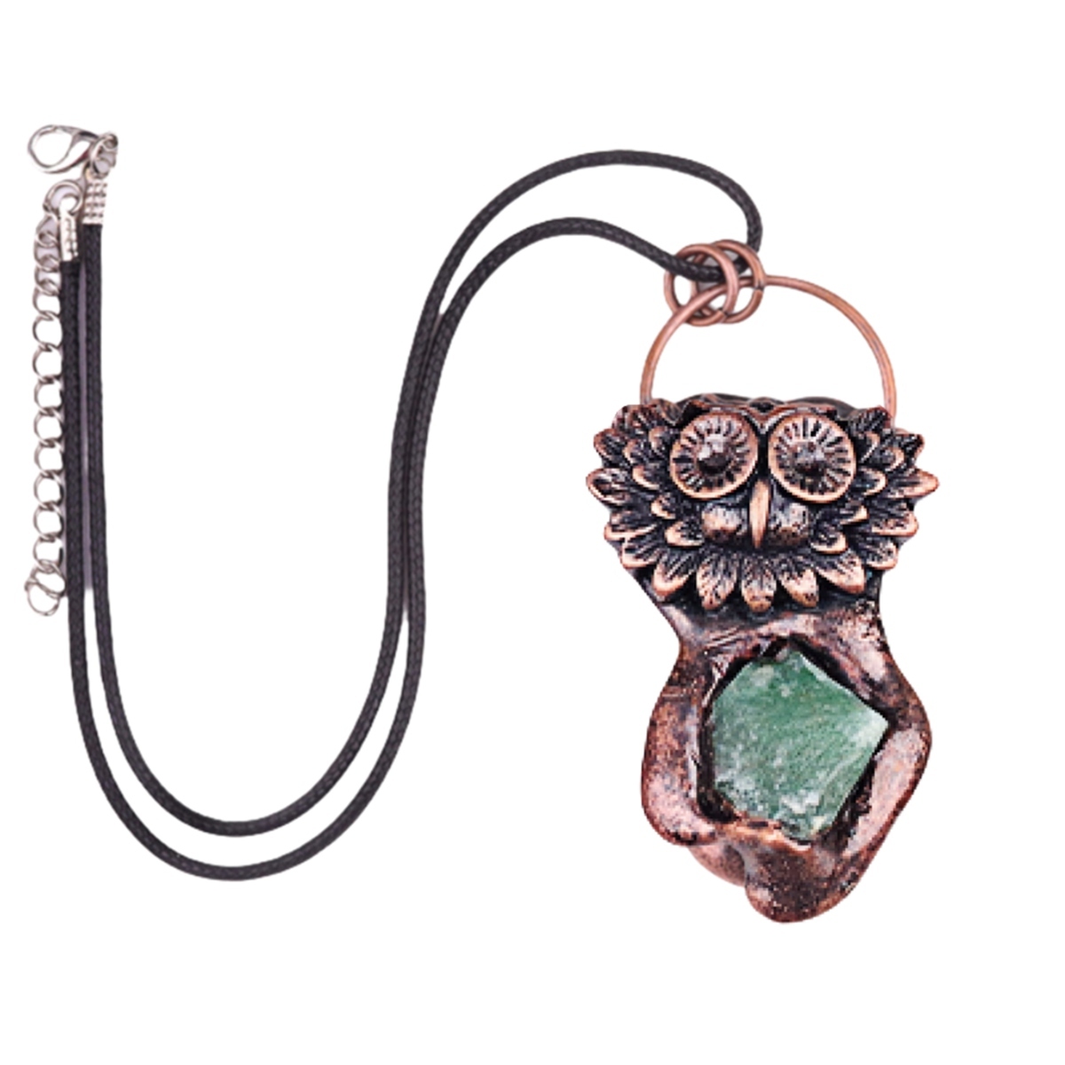 Natural Raw Gemstone Nugget Handcrafted Retro Red Copper OwlPendant for Making Jewelry SP1915C