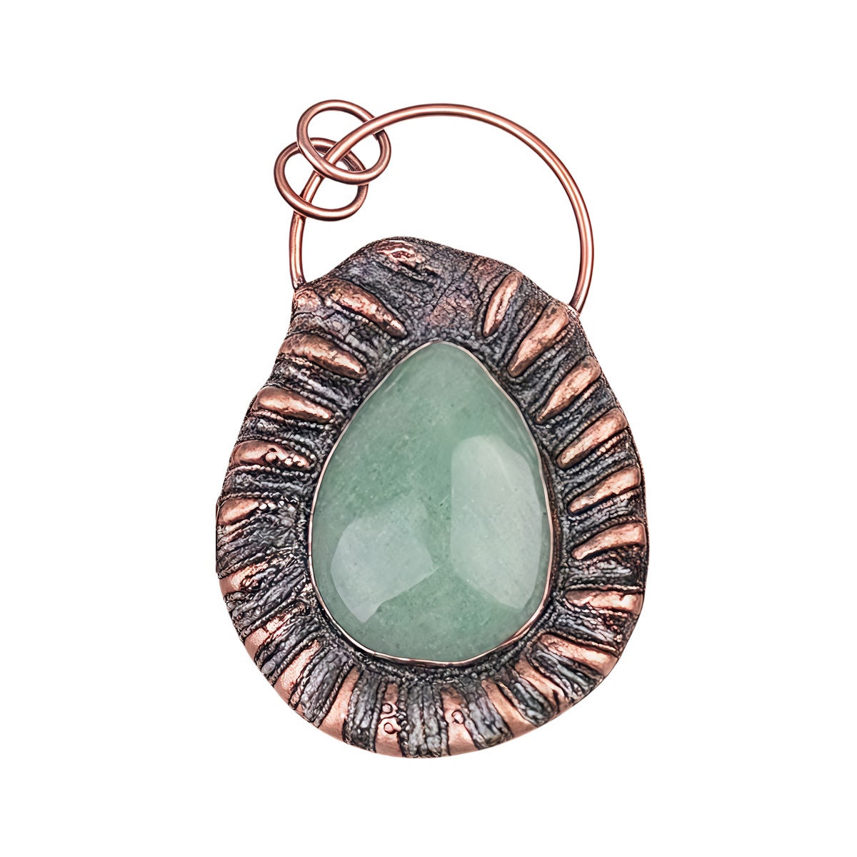 Handcrafted Retro Red Copper Pendant with Teardrop Crystal for Making Jewelry SP1912C