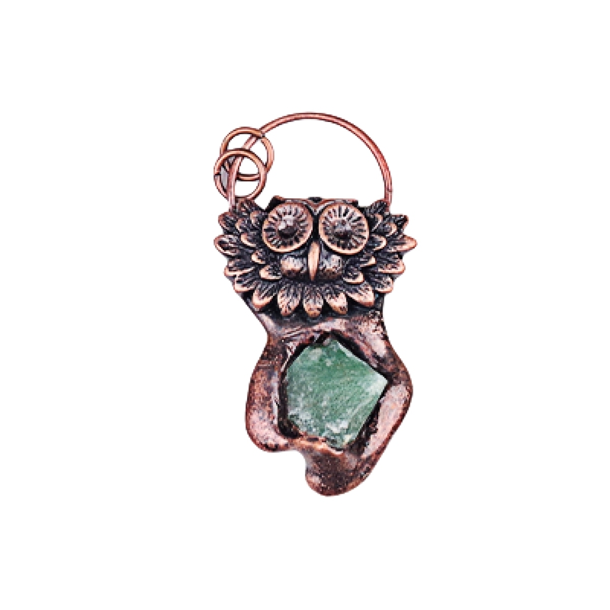 Natural Raw Gemstone Nugget Handcrafted Retro Red Copper OwlPendant for Making Jewelry SP1915C