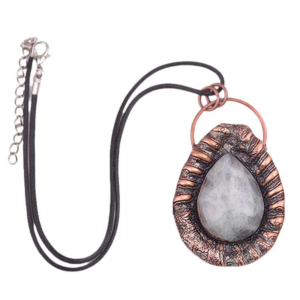 Handcrafted Retro Red Copper Pendant with Teardrop Crystal for Making Jewelry SP1913C