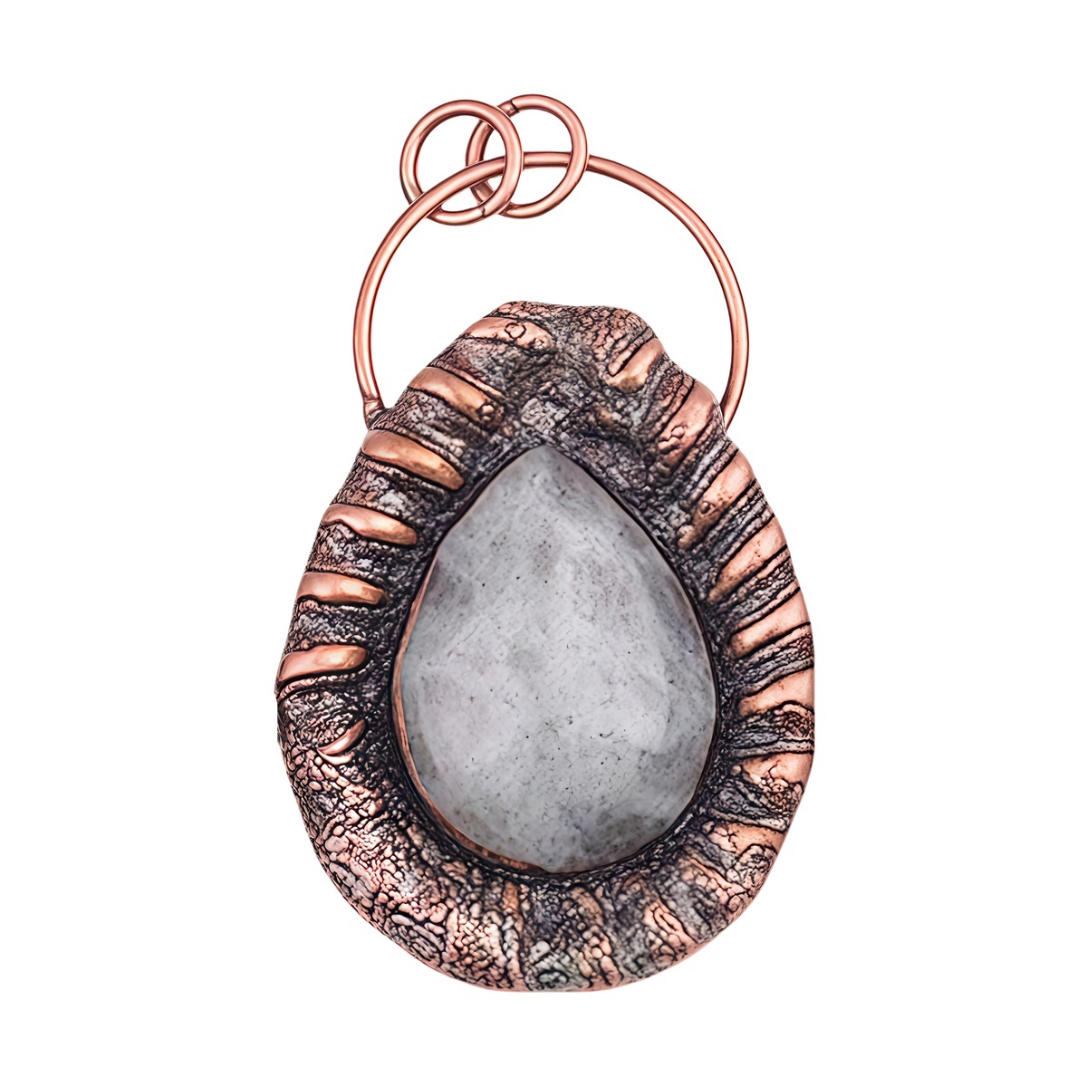 Handcrafted Retro Red Copper Pendant with Teardrop Crystal for Making Jewelry SP1912C