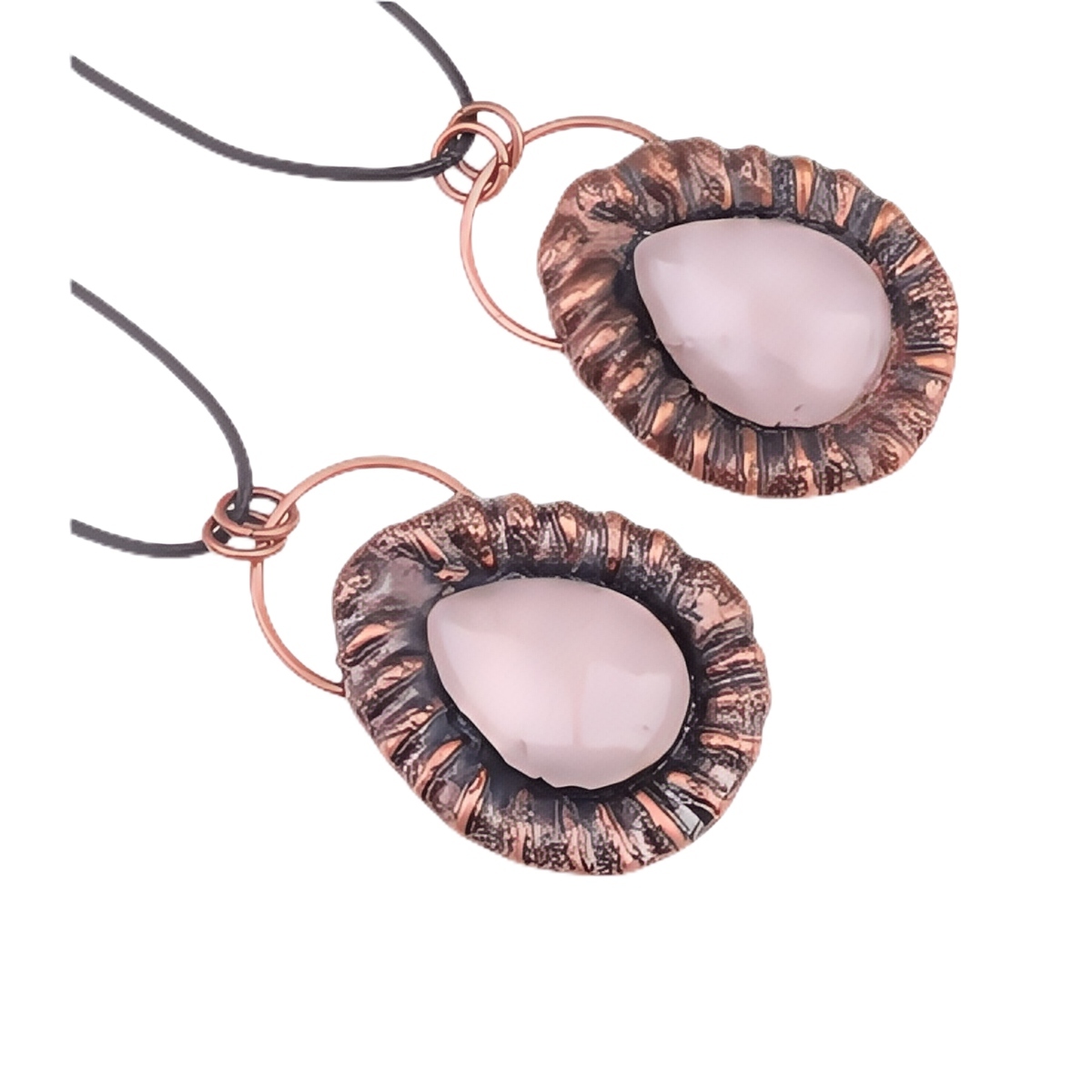 Handcrafted Retro Red Copper Pendant with Teardrop Crystal for Making Jewelry SP1913C
