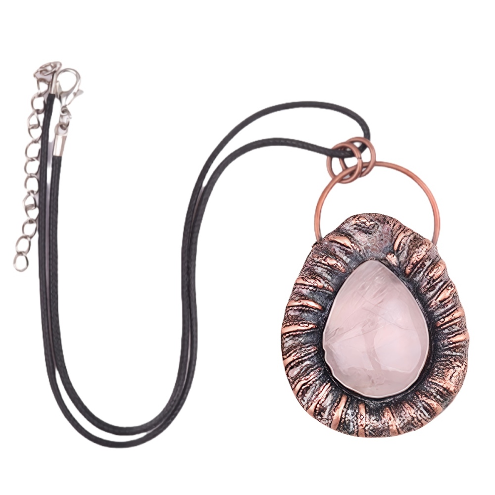 Handcrafted Retro Red Copper Pendant with Teardrop Crystal for Making Jewelry SP1913C