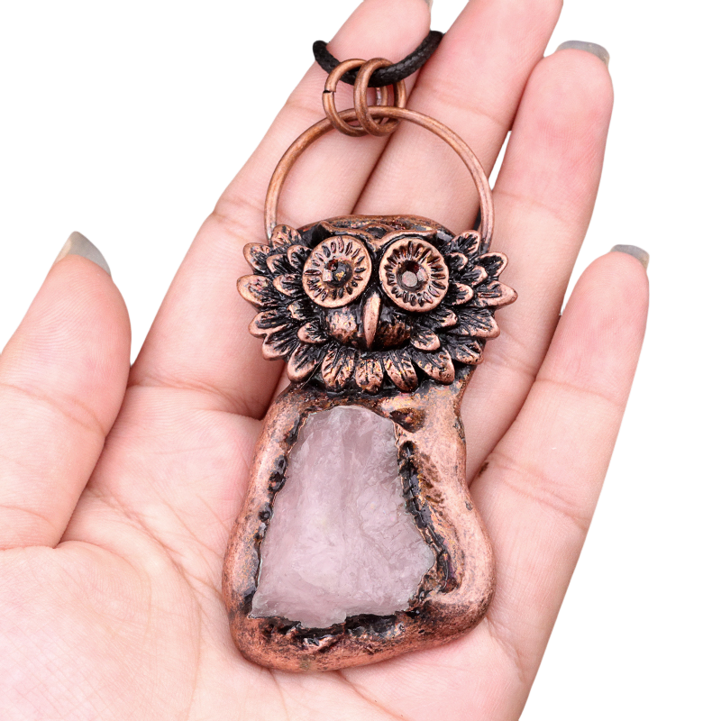 Natural Raw Gemstone Nugget Handcrafted Retro Red Copper OwlPendant for Making Jewelry SP1915C