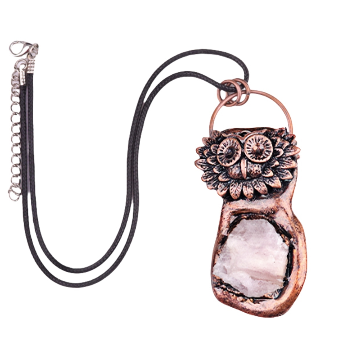 Natural Raw Gemstone Nugget Handcrafted Retro Red Copper OwlPendant for Making Jewelry SP1915C