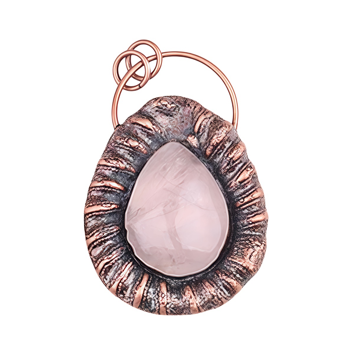 Handcrafted Retro Red Copper Pendant with Teardrop Crystal for Making Jewelry SP1912C