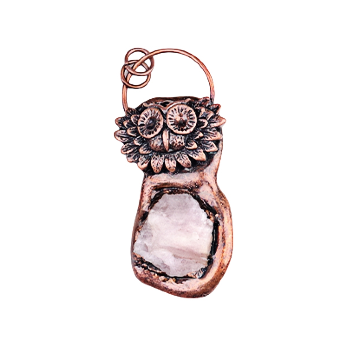 Natural Raw Gemstone Nugget Handcrafted Retro Red Copper OwlPendant for Making Jewelry SP1915C