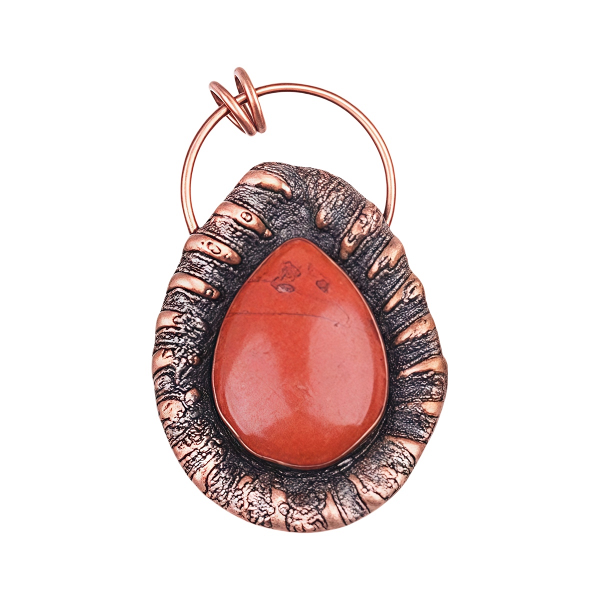 Handcrafted Retro Red Copper Pendant with Teardrop Crystal for Making Jewelry SP1912C