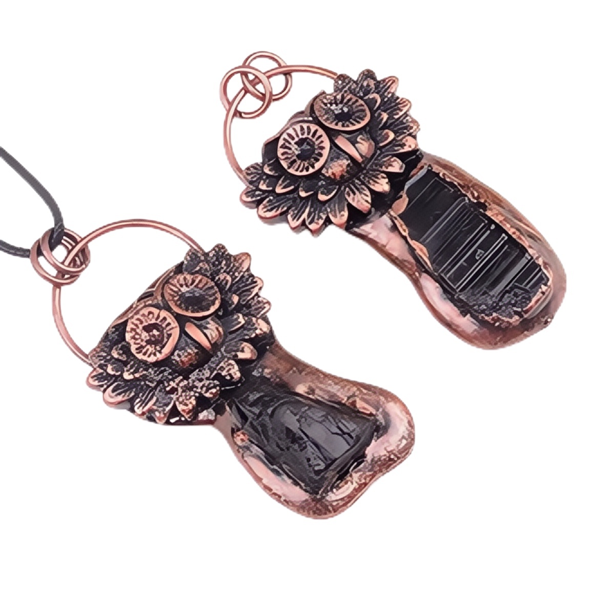 Natural Raw Gemstone Nugget Handcrafted Retro Red Copper OwlPendant for Making Jewelry SP1915C