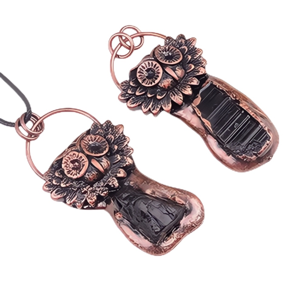 Natural Raw Gemstone Nugget Handcrafted Retro Red Copper OwlPendant for Making Jewelry SP1915C