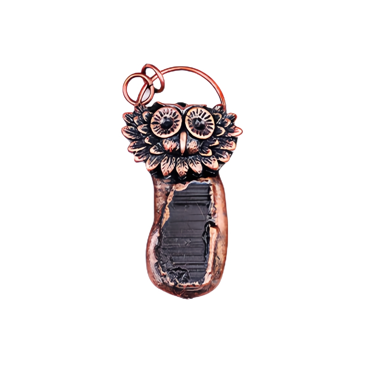 Natural Raw Gemstone Nugget Handcrafted Retro Red Copper OwlPendant for Making Jewelry SP1915C