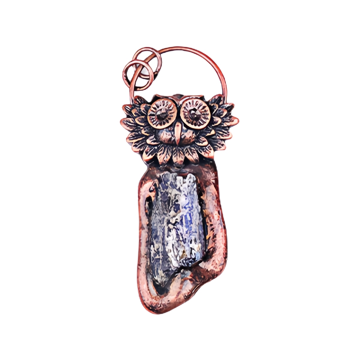 Natural Raw Gemstone Nugget Handcrafted Retro Red Copper OwlPendant for Making Jewelry SP1915C
