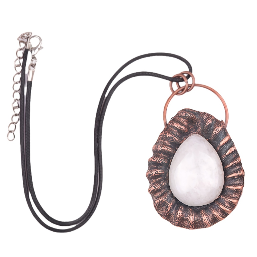 Handcrafted Retro Red Copper Pendant with Teardrop Crystal for Making Jewelry SP1913C
