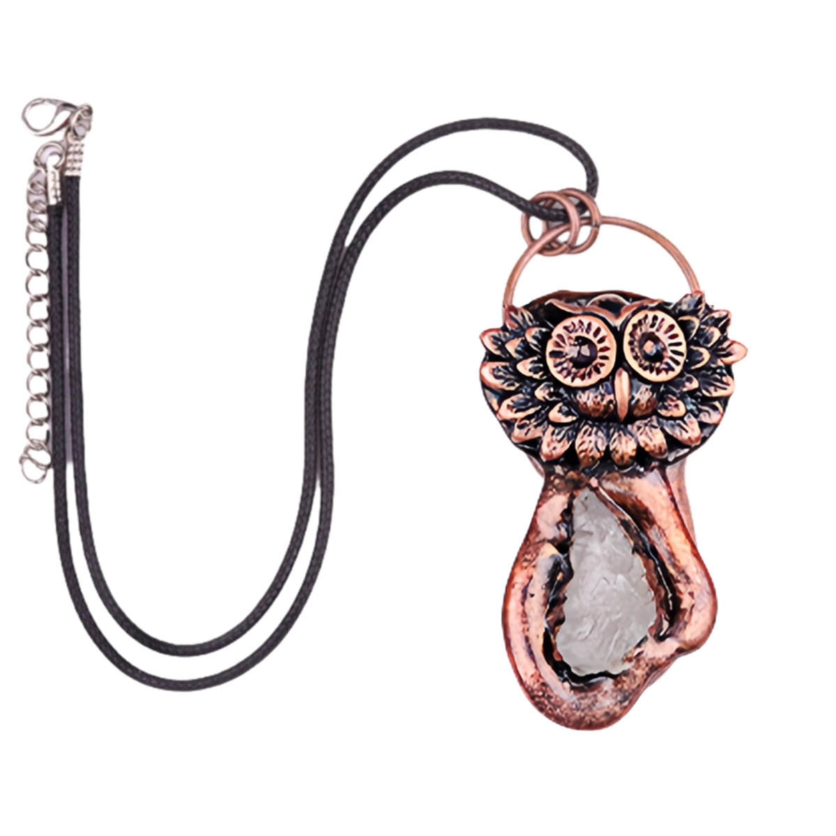 Natural Raw Gemstone Nugget Handcrafted Retro Red Copper OwlPendant for Making Jewelry SP1915C