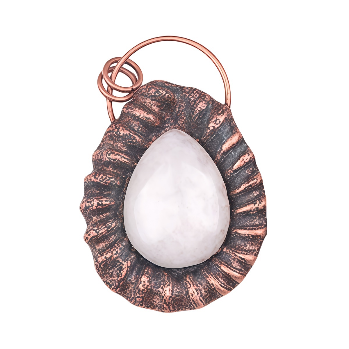 Handcrafted Retro Red Copper Pendant with Teardrop Crystal for Making Jewelry SP1912C