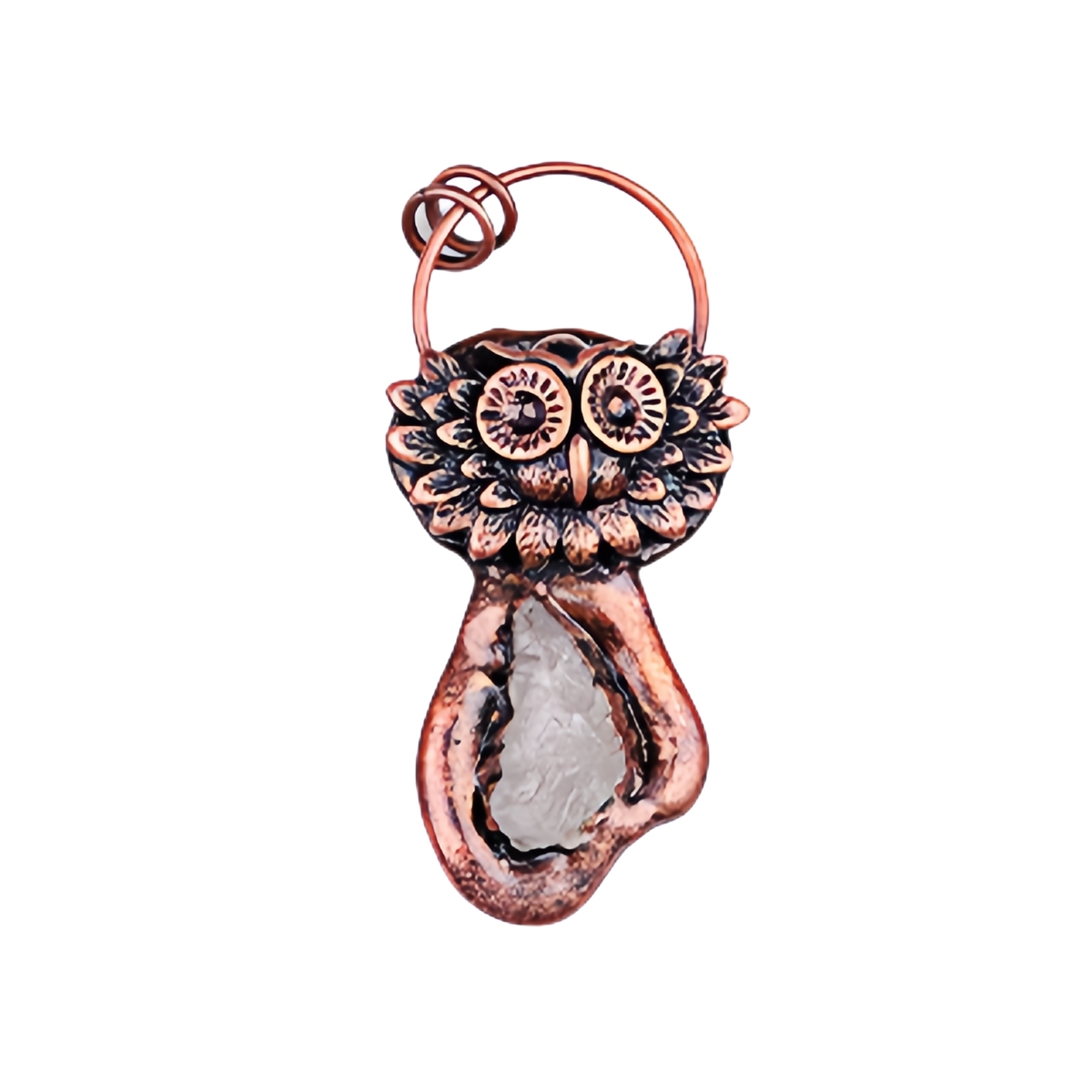 Natural Raw Gemstone Nugget Handcrafted Retro Red Copper OwlPendant for Making Jewelry SP1915C
