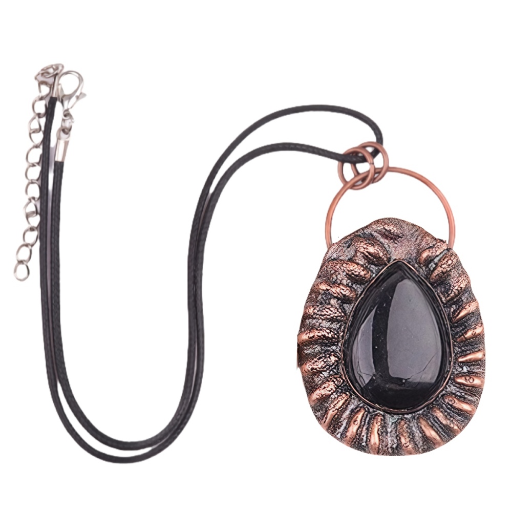 Handcrafted Retro Red Copper Pendant with Teardrop Crystal for Making Jewelry SP1913C