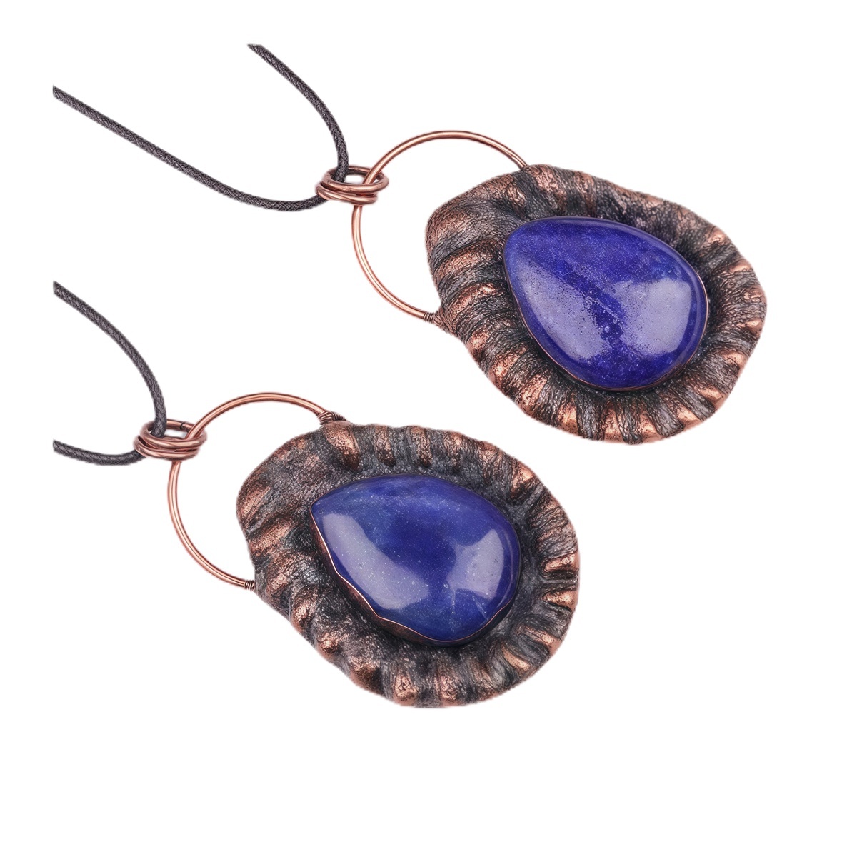 Handcrafted Retro Red Copper Pendant with Teardrop Crystal for Making Jewelry SP1912C