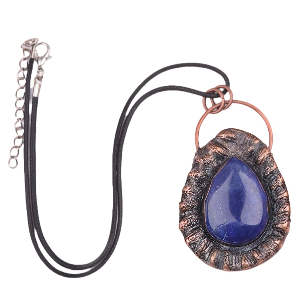 Handcrafted Retro Red Copper Pendant with Teardrop Crystal for Making Jewelry SP1913C