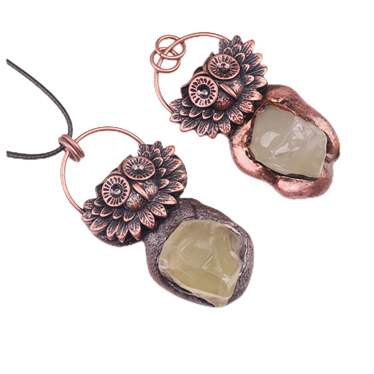 Natural Raw Gemstone Nugget Handcrafted Retro Red Copper OwlPendant for Making Jewelry SP1915C
