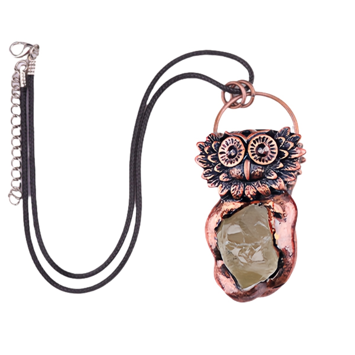 Natural Raw Gemstone Nugget Handcrafted Retro Red Copper OwlPendant for Making Jewelry SP1915C