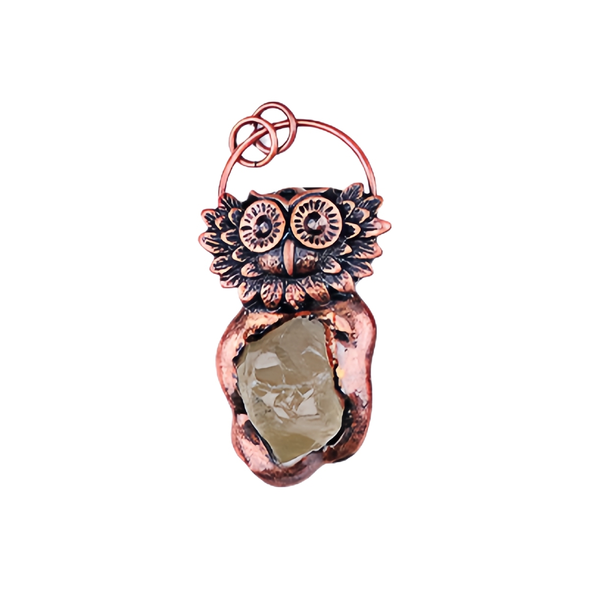 Natural Raw Gemstone Nugget Handcrafted Retro Red Copper OwlPendant for Making Jewelry SP1915C