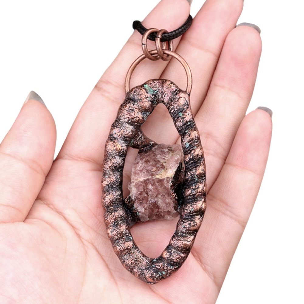 Natural Raw Gemstone Nugget Handcrafted Retro Red Copper Eye Pendant for Making Jewelry SP1912C