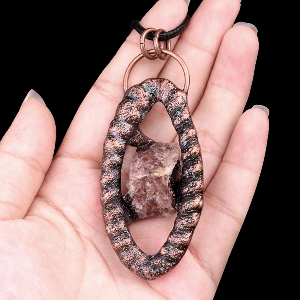 Natural Raw Gemstone Nugget Handcrafted Retro Red Copper Eye Pendant for Making Jewelry SP1912C