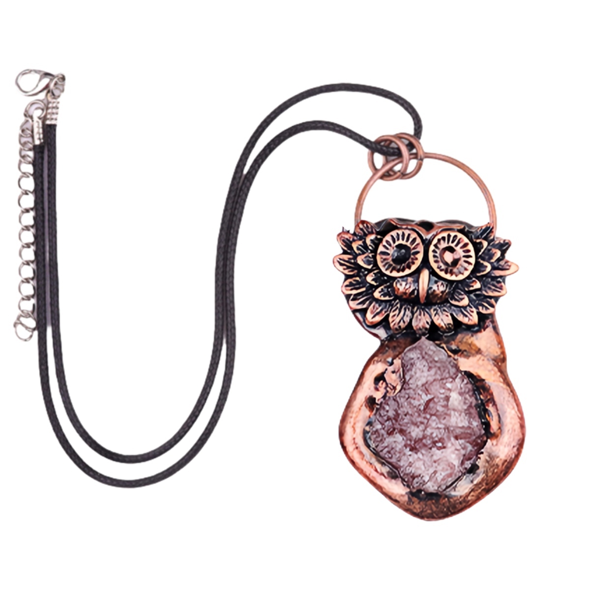 Natural Raw Gemstone Nugget Handcrafted Retro Red Copper OwlPendant for Making Jewelry SP1915C