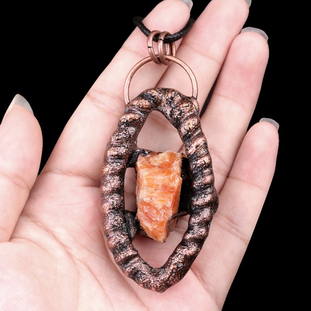 Natural Raw Gemstone Nugget Handcrafted Retro Red Copper Eye Pendant for Making Jewelry SP1912C