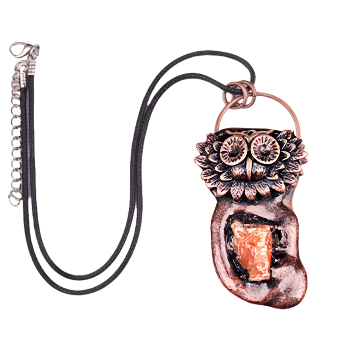 Natural Raw Gemstone Nugget Handcrafted Retro Red Copper OwlPendant for Making Jewelry SP1915C