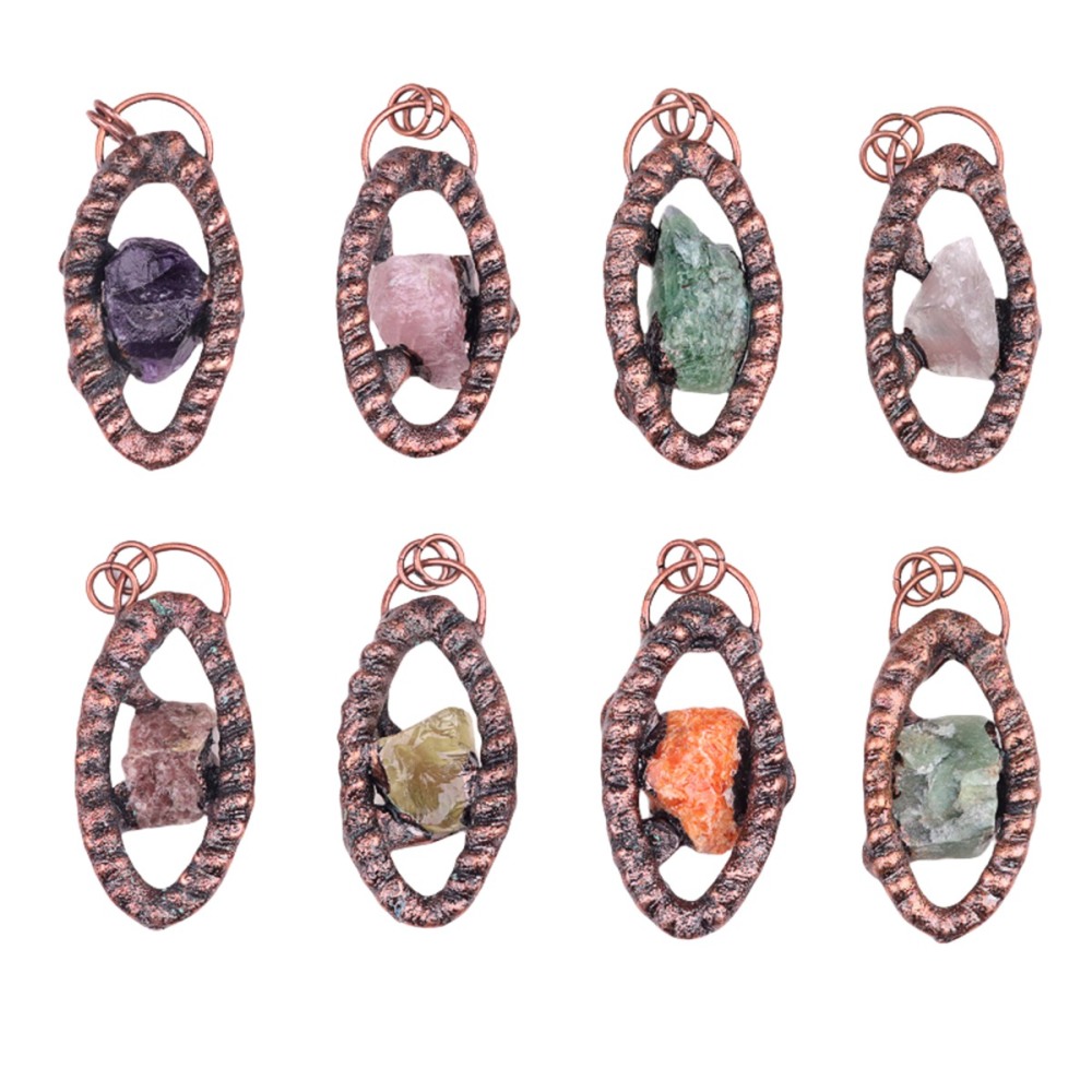 Natural Raw Gemstone Nugget Handcrafted Retro Red Copper Eye Pendant for Making Jewelry SP1912C