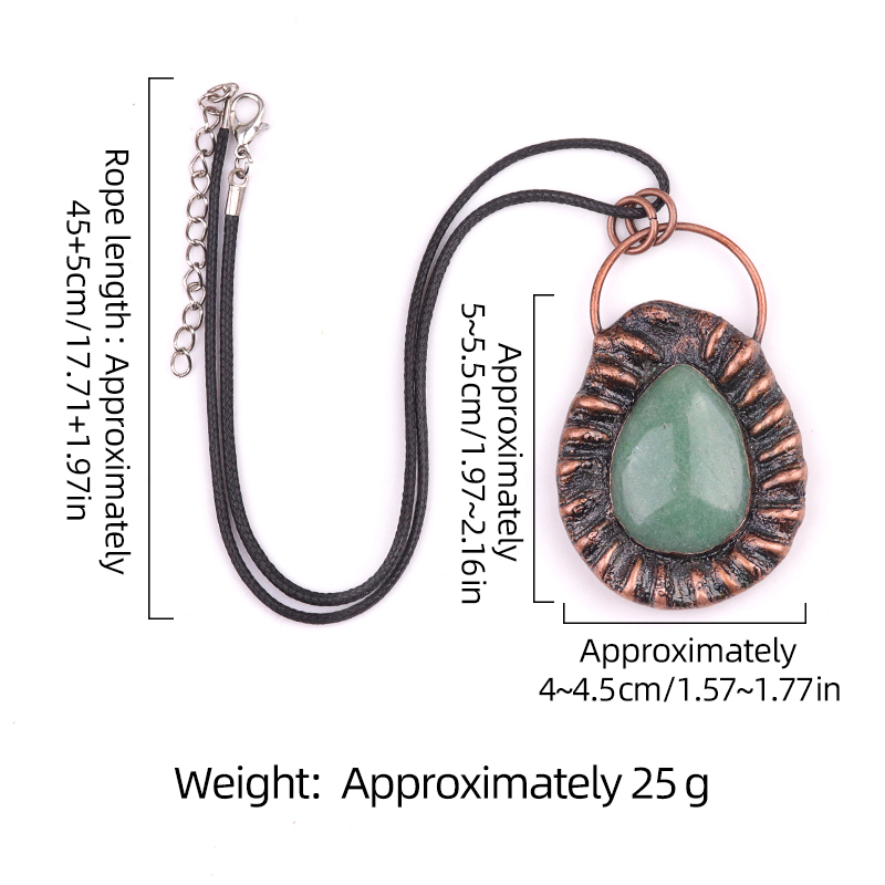 Handcrafted Retro Red Copper Pendant with Teardrop Crystal for Making Jewelry SP1912C