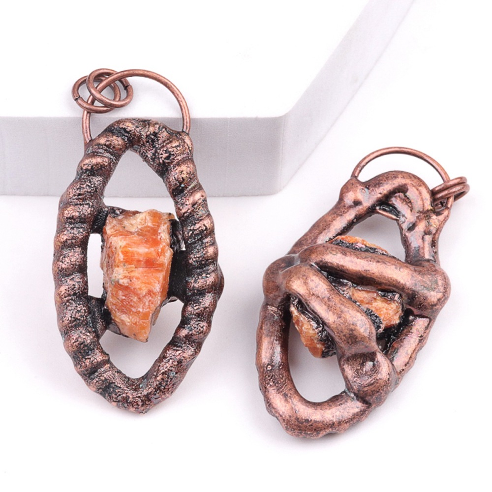 Natural Raw Gemstone Nugget Handcrafted Retro Red Copper Eye Pendant for Making Jewelry SP1912C