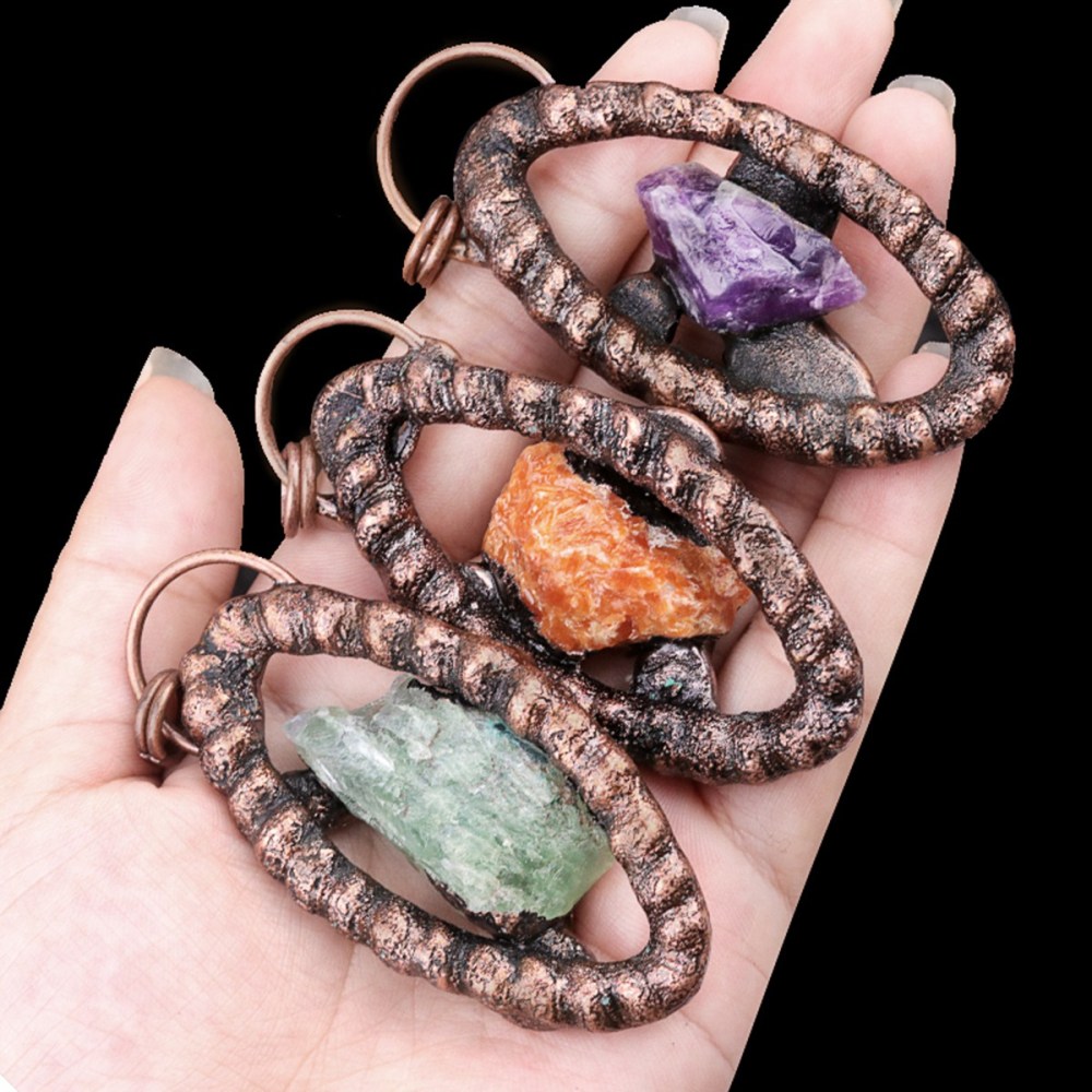 Natural Raw Gemstone Nugget Handcrafted Retro Red Copper Eye Pendant for Making Jewelry SP1912C