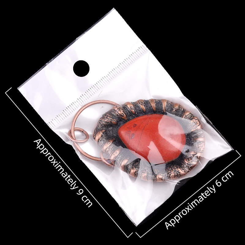 Handcrafted Retro Red Copper Pendant with Teardrop Crystal for Making Jewelry SP1912C
