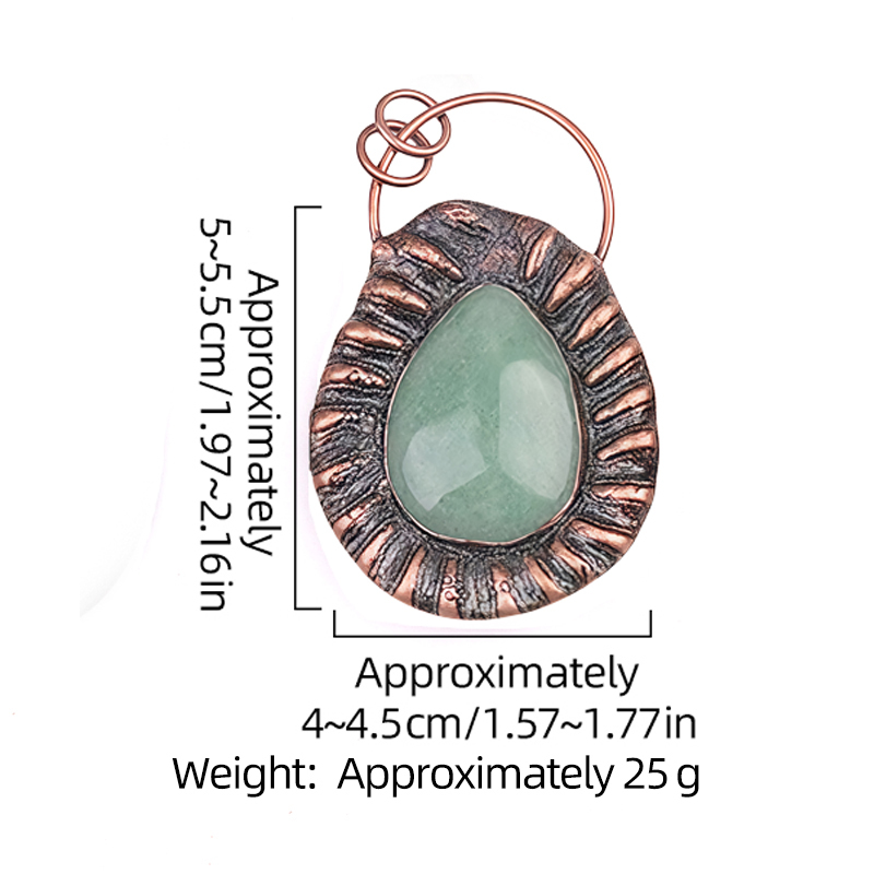 Handcrafted Retro Red Copper Pendant with Teardrop Crystal for Making Jewelry SP1912C